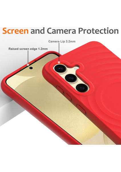 Samsung Galaxy S24 Kılıfı Magsafe Dalgalı Doku Sıvı Silikon Telefon Kılıfı ile Uyumlu-Kırmızı (Yurt Dışından) fırsatları