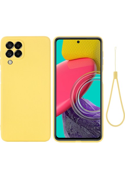 Samsung Galaxy M53 5g Kayışı Anti-Düşme Sıvı Silikon Hafif Kılıf Yumuşak Mikrofiber Astar Koruyucu-Sarı (Yurt Dışından)