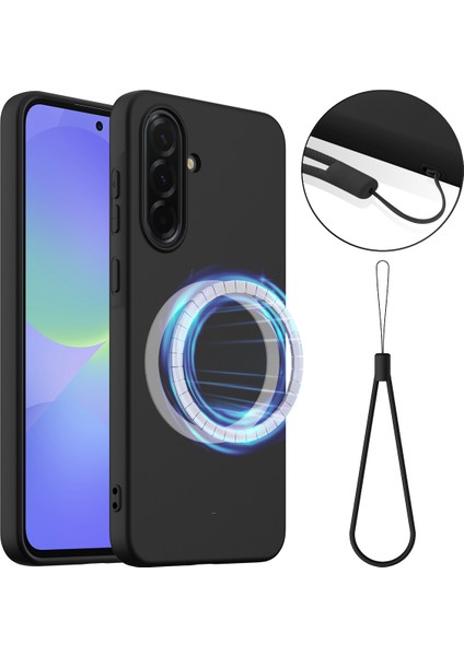Samsung Galaxy A36 5g/galaxy A56 5g Kılıf Magsafe Anti-Düşme Sıvı Silikon Telefon Kılıfı ile Uyumlu-Siyah (Yurt Dışından)