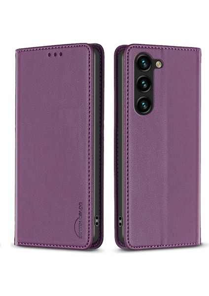 Bınfen Color BF18 Samsung Galaxy S23+TELEFON Kılıfı Pu Deri Kart Yuvaları Standı Kapağı-Koyu Mor (Yurt Dışından)