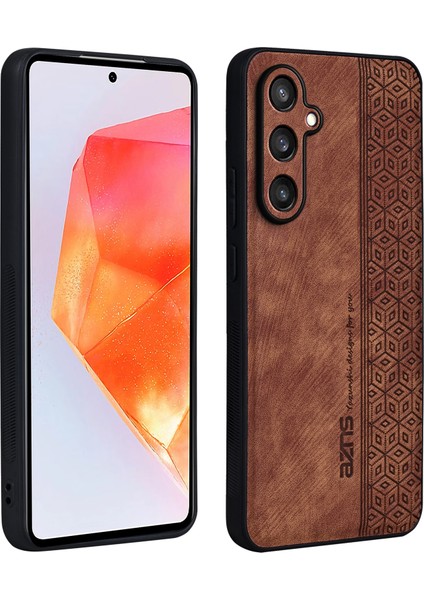 Azns Samsung Galaxy M55 5G/C55 5G/F55 5g Kılıf Ince Yumuşak Tpu+Pu Deri Arka Kapak-Kahverengi (Yurt Dışından)