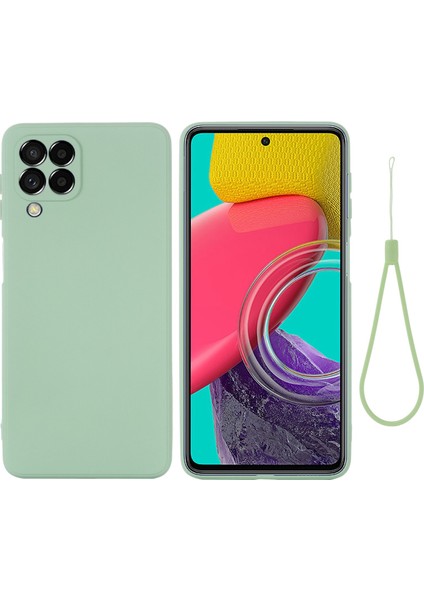 Samsung Galaxy M53 5g Kayışı Anti-Düşme Sıvı Silikon Hafif Kılıf Yumuşak Mikrofiber Astar Koruyucu-Yeşil (Yurt Dışından)