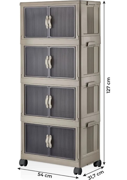Çok Amaçlı Kapaklı Istiflenebilir Organizer Dolap – 4'lü Set (Toprak)