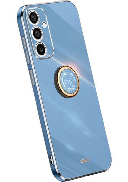 Xınlı Samsung Galaxy A55 5g Cep Telefonu Kılıfı Galvanik Altın Kenarlı Ayaklık Kabuğu-Mavi (Yurt Dışından)