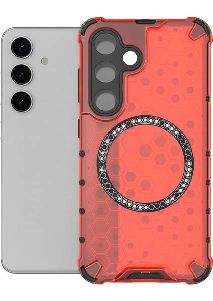 Samsung Galaxy S24 Manyetik Kılıf Petek Tpu+Pc Düşmeye Karşı Telefon Kılıfı-Kırmızı (Yurt Dışından) fiyatları
