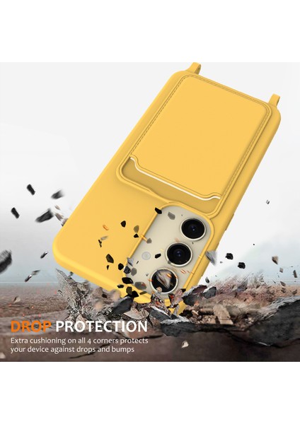 Samsung Galaxy A55 5g Kılıfı Sıvı Silikon Kart Tutucu Arka Telefon Kılıfı Ayarlanabilir Kordonlu-Sarı (Yurt Dışından) modelleri
