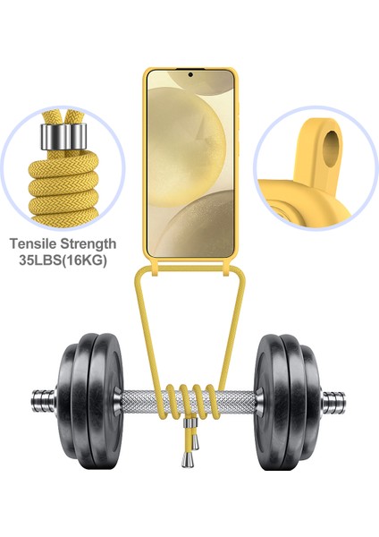 Samsung Galaxy A55 5g Kılıfı Sıvı Silikon Kart Tutucu Arka Telefon Kılıfı Ayarlanabilir Kordonlu-Sarı (Yurt Dışından) fırsatları