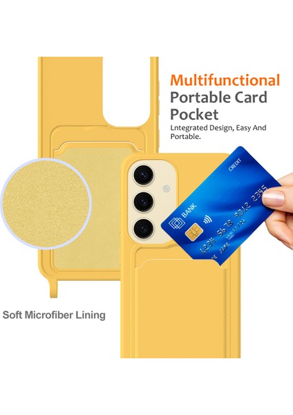 Samsung Galaxy A55 5g Kılıfı Sıvı Silikon Kart Tutucu Arka Telefon Kılıfı Ayarlanabilir Kordonlu-Sarı (Yurt Dışından) indirimleri