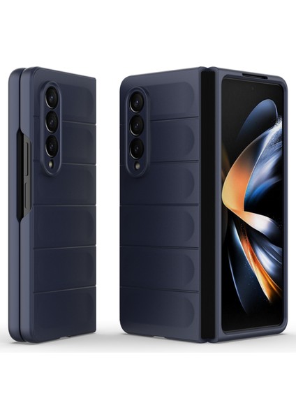 Samsung Galaxy Z Fold4 5g Telefon Kılıfı Sert Pc Darbeye Dayanıklı Kapak-Koyu Mavi (Yurt Dışından)