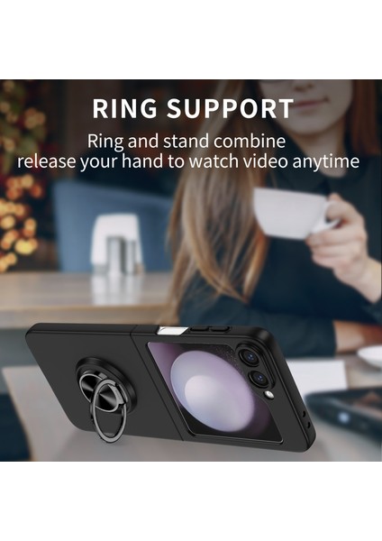 Samsung Galaxy Z Flip6 5g Kılıf Döndürülebilir Halka Destekli Sert Pc Telefon Kılıfı-Siyah (Yurt Dışından) fırsatları