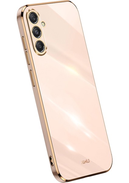 Xınlı Samsung Galaxy S23 Fe Elektrokaplama Altın Kenar Tpu Telefon Kılıfı Düşmeye Dayanıklı Kapak-Pembe (Yurt Dışından)