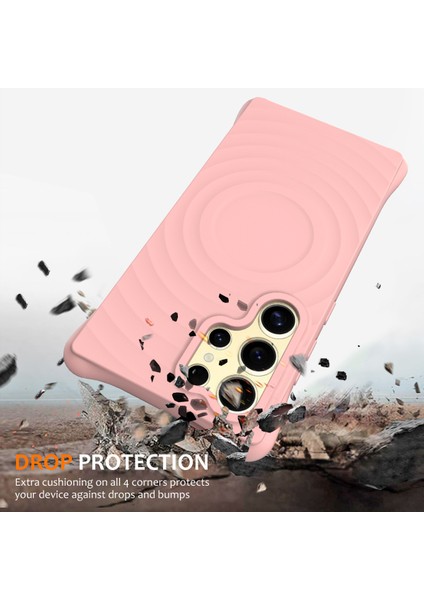 Samsung Galaxy S25 Ultra Kılıf Için Magsafe Dalgalı Doku Sıvı Silikon Koruyucu Kılıf ile Uyumlu Kayış-Pembe (Yurt Dışından) fiyatları