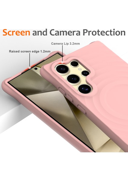 Samsung Galaxy S25 Ultra Kılıf Için Magsafe Dalgalı Doku Sıvı Silikon Koruyucu Kılıf ile Uyumlu Kayış-Pembe (Yurt Dışından) fırsatları