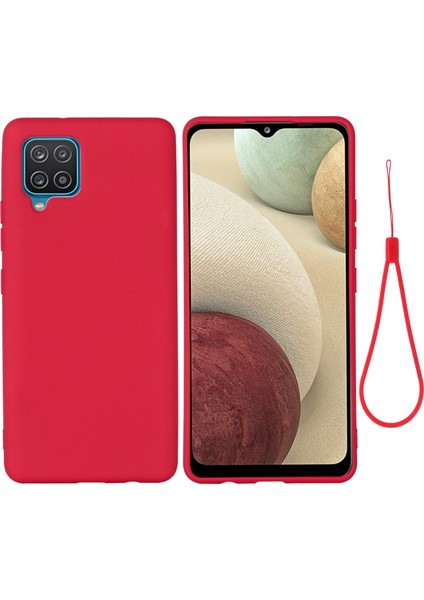 Yumuşak Silikon Cep Telefonu Arka Kılıf Kapak Kabuğu ve Kordon Samsung Galaxy A22 4g (Ab Sürümü)-Kırmızı (Yurt Dışından)
