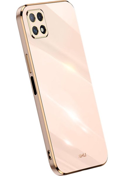 Xınlı Telefon Kılıfı Samsung Galaxy A22 5g (Ab Sürümü), Elektrokaplama Altın Kenar Darbeye Dayanıklı Tpu Koruyucu Kılıf-Pembe (Yurt Dışından)