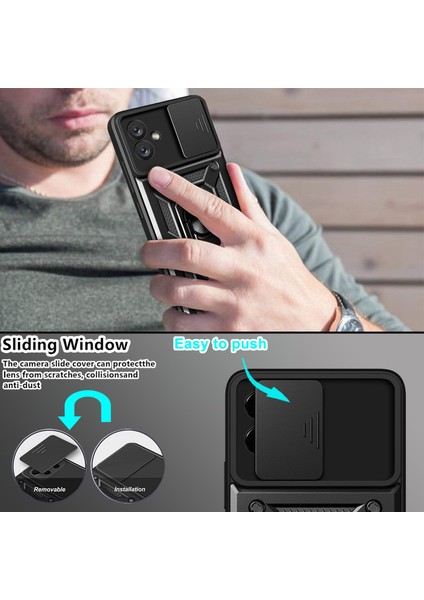 Samsung Galaxy A04E 4G/F04 4G/M04 4g Için Sürgülü Kamera Telefon Kılıfı, Kickstand ile Sert Pc Yumuşak Tpu Koruyucu Sağlam Telefon Kılıfı-Gümüş (Yurt Dışından) indirimleri