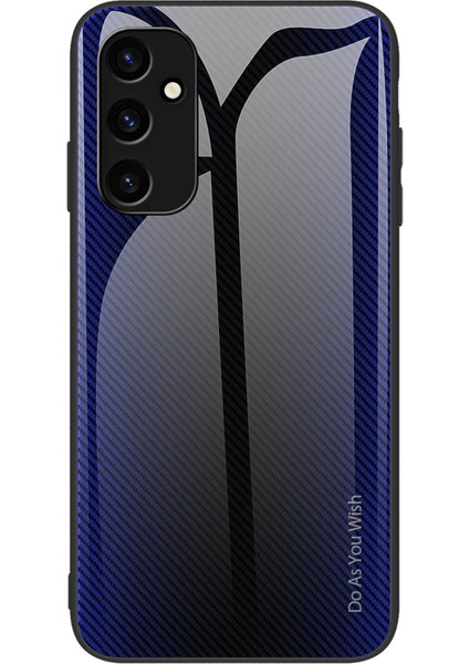 Samsung Galaxy A24 4g (162,1 x 77,6 x 8,3 Mm) Temperli Cam + Tpu Koruyucu Kılıf Karbon Fiber Doku Çizilmez Telefon Kılıfı - Koyu Mavi (Yurt Dışından)