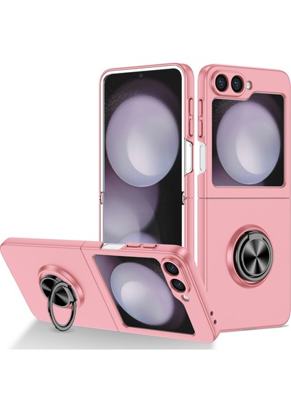 Samsung Galaxy Z Flip6 5g Kılıf Döndürülebilir Halka Destekli Sert Pc Telefon Kılıfı-Pembe (Yurt Dışından)