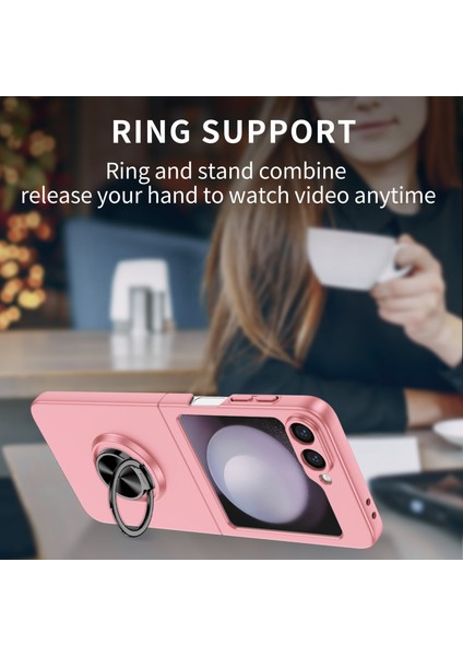 Samsung Galaxy Z Flip6 5g Kılıf Döndürülebilir Halka Destekli Sert Pc Telefon Kılıfı-Pembe (Yurt Dışından) fırsatları
