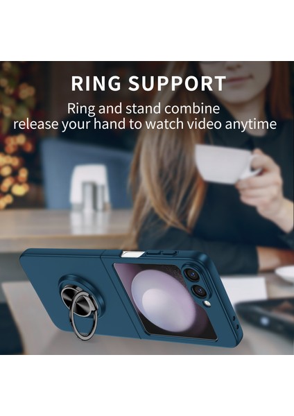 Samsung Galaxy Z Flip6 5g Kılıf Döndürülebilir Halka Destekli Sert Pc Telefon Kılıfı-Koyu Mavi (Yurt Dışından) fırsatları