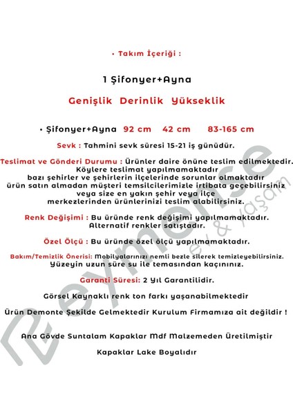 Sude Bohem Modern Aynalı Şifonyer – Suntalam ve MDF Lake Kapaklı, 4 Çekmeceli, 92x42x165 cm Şık Dekoratif Mobilya