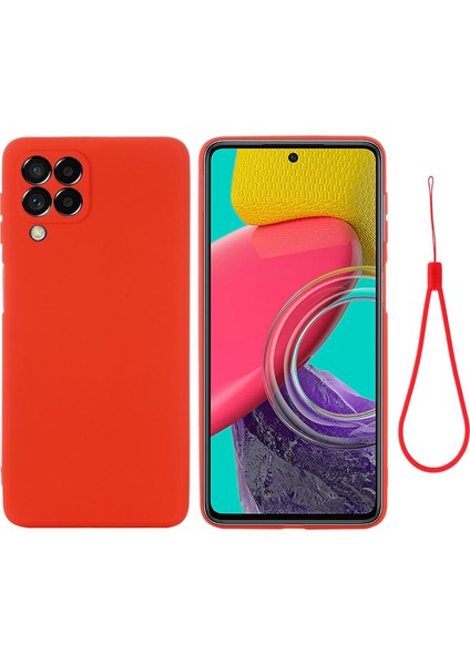 Samsung Galaxy M53 5g Kayışı Düşmeye Karşı Sıvı Silikon Hafif Kılıf Yumuşak Mikrofiber Astar Koruyucu-Kırmızı (Yurt Dışından)