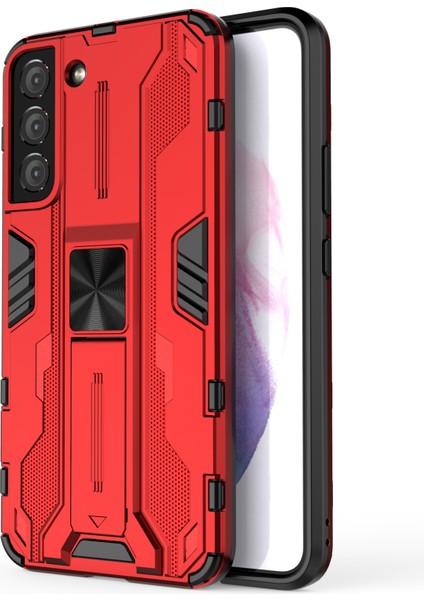 Samsung Galaxy S22 5g-Kırmızı Için Darbeye Dayanıklı Sert Pc+Yumuşak Tpu Hibrit Koruyucu Kılıf ve Ayaklık (Yurt Dışından)