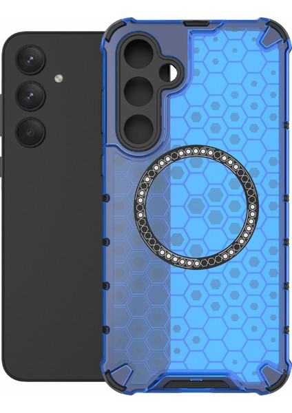 Samsung Galaxy A35 5g Manyetik Kılıf Petek Isı Dağılımı Tpu+Pc Telefon Kılıfı-Mavi (Yurt Dışından) modelleri