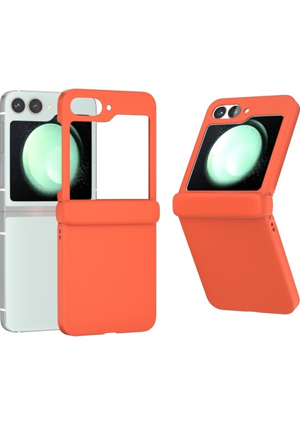 Samsung Galaxy Z Flip6 5g Kılıf Cilt-Dokunmatik Pc Telefon Kılıfı Menteşe Korumalı-Turuncu (Yurt Dışından)