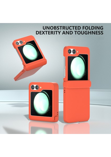 Samsung Galaxy Z Flip6 5g Kılıf Cilt-Dokunmatik Pc Telefon Kılıfı Menteşe Korumalı-Turuncu (Yurt Dışından) fiyatları