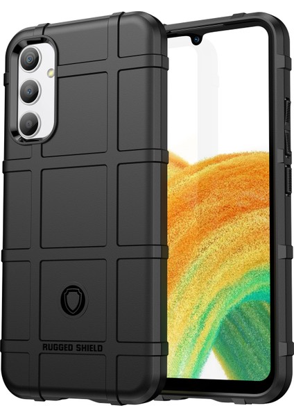 Samsung Galaxy A34 5g Için Telefon Kılıfı, Sağlam Kare Izgara Doku Darbeye Dayanıklı Yumuşak Tpu Arka Kapak-Siyah (Yurt Dışından)