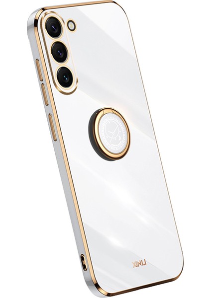 Xınlı Samsung Galaxy S24 Kılıfı Elektrokaplama Tpu Telefon Halkası Ayaklık Arka Kapak-Beyaz (Yurt Dışından)