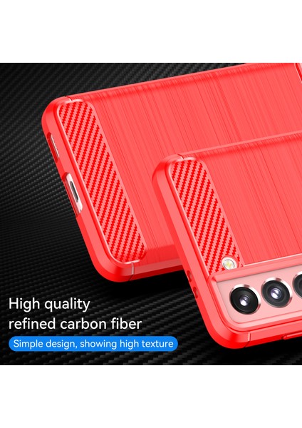 1.8mm Isı Dağıtıcı Tpu Kılıf Çizilmez Düşmez Karbon Fiber Dokulu Telefon Kılıfı Fırçalanmış Yüzeyli Samsung Galaxy S21 4g/5g-Kırmızı (Yurt Dışından) fiyatları