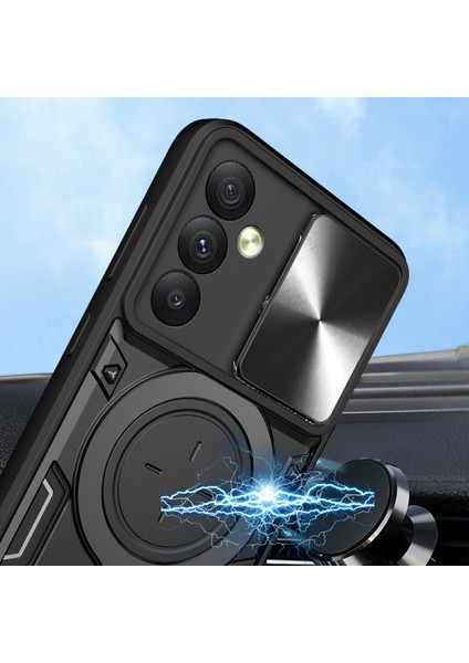 Samsung Galaxy A34 5g Kickstand Darbeye Dayanıklı Telefon Kabuğu ve Kayar Lens Kapağı - Mor Için Tpu Pc Telefon Kılıfı (Yurt Dışından) modelleri