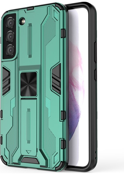 Darbeye Dayanıklı Sert Pc + Yumuşak Tpu Hibrit Koruyucu Kılıf Kickstand ile Samsung Galaxy S22 5g-Yeşil (Yurt Dışından)