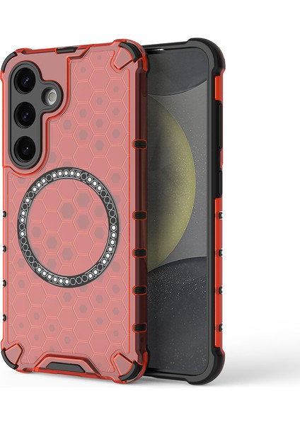 Samsung Galaxy S25 Kılıfı Magsafe Honeycomb Tasarım Tpu+Pc Telefon Kılıfı-Kırmızı ile Uyumlu (Yurt Dışından) fiyatları