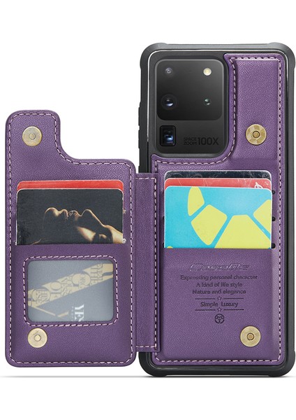 Samsung Galaxy S20 Ultra Telefon Kılıfı Caseme C22 Deri Arka Kapak Rfıd Engelleme Kart Yuvaları Ile-Mor (Yurt Dışından) modelleri