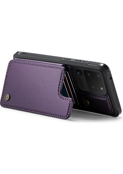 Samsung Galaxy S20 Ultra Telefon Kılıfı Caseme C22 Deri Arka Kapak Rfıd Engelleme Kart Yuvaları Ile-Mor (Yurt Dışından) fırsatları