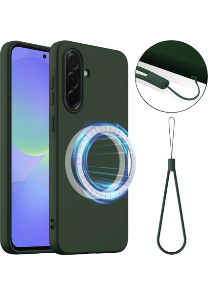 Samsung Galaxy A36 5g/galaxy A56 5g Kılıf Magsafe Anti-Düşme Sıvı Silikon Telefon Kılıfı ile Uyumlu-Koyu Yeşil (Yurt Dışından)