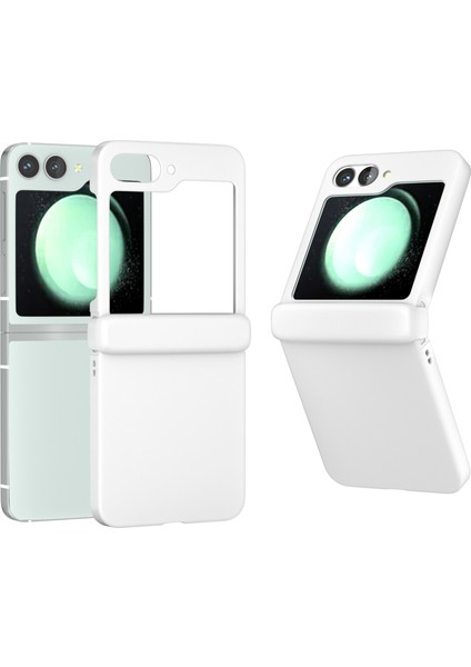 Samsung Galaxy Z Flip6 5g Kılıf Cilt-Dokunmatik Pc Telefon Kılıfı Menteşe Korumalı-Beyaz (Yurt Dışından)