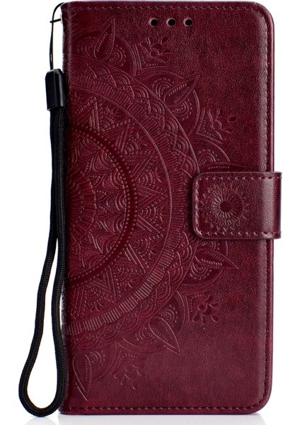 Baskılı Mandala Desenli [cüzdan Standı] Deri Cep Telefonu Kılıfı Kabuğu Samsung Galaxy J6 Plus/j6 Prime-Kahverengi (Yurt Dışından) fiyatları