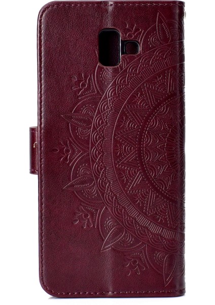 Baskılı Mandala Desenli [cüzdan Standı] Deri Cep Telefonu Kılıfı Kabuğu Samsung Galaxy J6 Plus/j6 Prime-Kahverengi (Yurt Dışından) modelleri