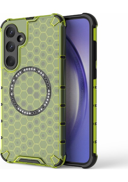 Samsung Galaxy A35 5g Manyetik Kılıf Petek Isı Dağılımı Tpu+Pc Telefon Kılıfı-Yeşil (Yurt Dışından)