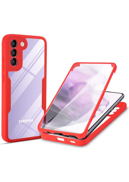 Samsung Galaxy S23 Akrilik+Tpu Şeffaf Telefon Kılıfı Kamera Lens Koruma Telefon Kılıfı Pet Ekran Filmi-Kırmızı (Yurt Dışından)