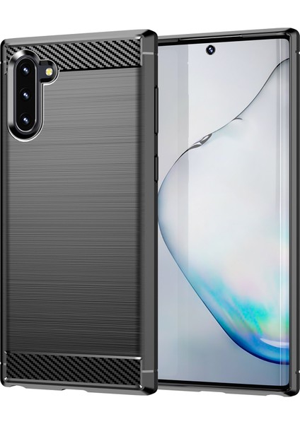 1.8mm Fırçalanmış Tasarım Karbon Fiber Doku Yumuşak Tpu Çizilmez Kapak Kılıfı Samsung Galaxy Note 10 4g/5g-Siyah (Yurt Dışından)