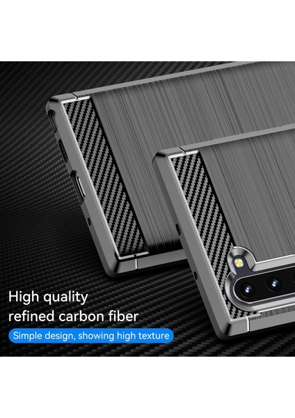 1.8mm Fırçalanmış Tasarım Karbon Fiber Doku Yumuşak Tpu Çizilmez Kapak Kılıfı Samsung Galaxy Note 10 4g/5g-Siyah (Yurt Dışından) fiyatları