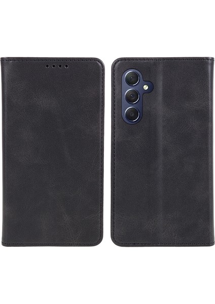 Samsung Galaxy A34 5g Darbeye Dayanıklı Pu Deri Telefon Kılıfı Dana Doku Cüzdan Kılıfı Standlı-Siyah (Yurt Dışından)