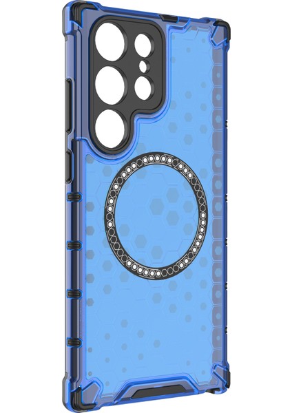 Samsung Galaxy S23 Ultra Manyetik Kılıf Tpu+Pc Telefon Kılıfı Petek Şok Emici-Mavi (Yurt Dışından) indirimleri