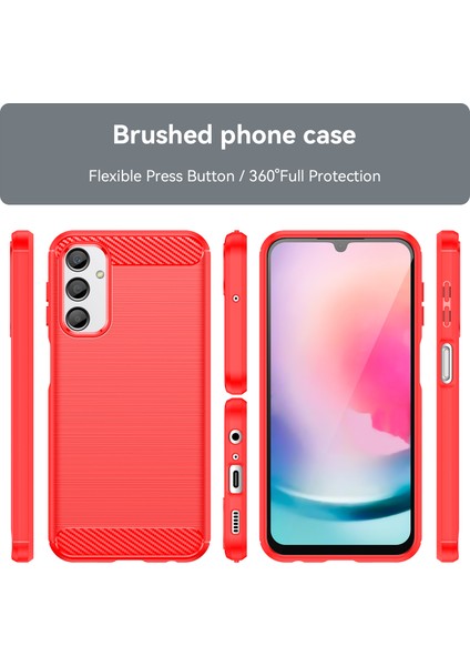 Samsung Galaxy A24 4g (162,1 x 77,6 x 8,3 Mm) Çizilmez Telefon Kılıfı Karbon Fiber Doku Fırçalanmış Yüzey Koruyucu Arka Kapak-Kırmızı (Yurt Dışından) fırsatları