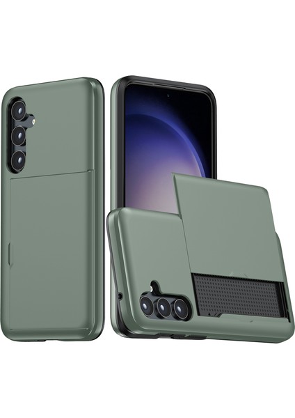 Samsung Galaxy S25 Kılıf Kart Tutucu Tpu+Pc Telefon Arka Kapağı-Ordu Yeşili (Yurt Dışından)